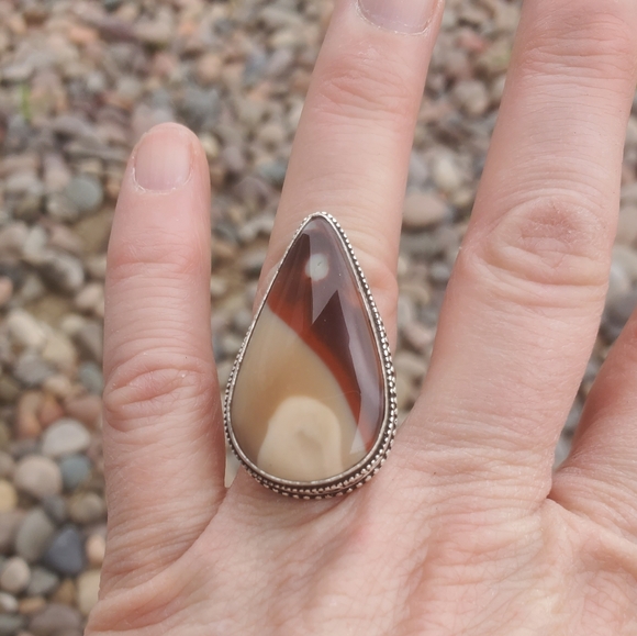 New Mookaite Jasper 925 Silver Statement Ring. - Picture 11 of 16